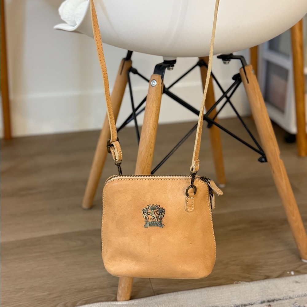 Pratesi Firenze Italian Leather Crossbody Bag Tan Small Made In Italy - Picture 12 of 13